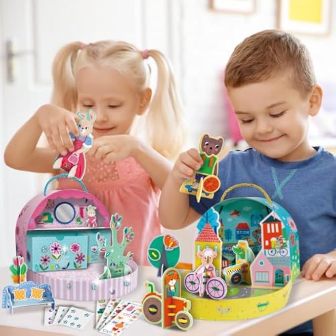 LITTLE HANDS' PLAY BOX - MISS BUNNY'S HOME MULTICOLOUR | 3D PUZZLE AND LACES TO CREATE AN AWESOME BUNNY TOWN | IDEAL AGES 3+ - Image 4